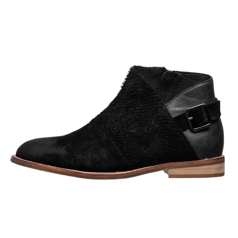 Antelope Laran Leather Buckled Ankle Boots US 8-8.5 EU 40 Black Combo‎